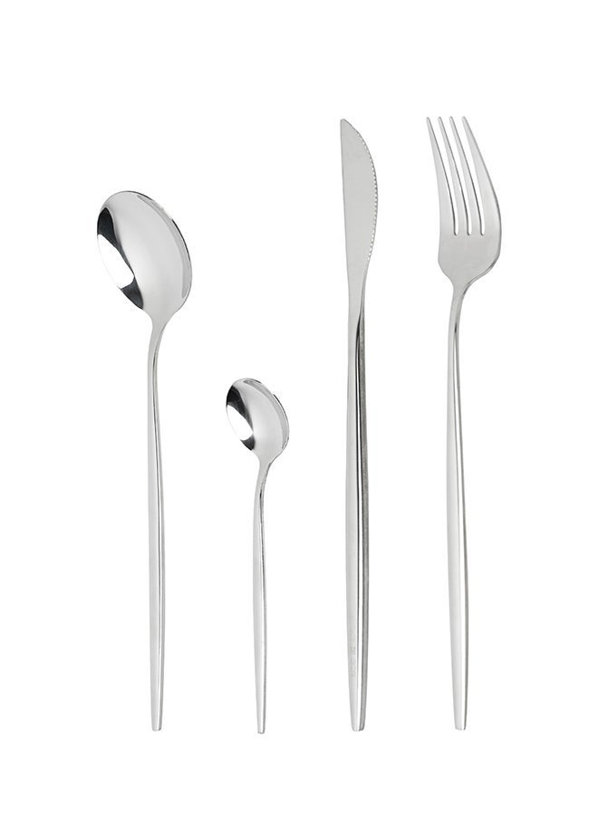 أولييرو طقم أدوات طعام متين وأنيق مكوّن من 24 قطعة لراحة استخدام ومائدة أنيقة – فضي - Image 5